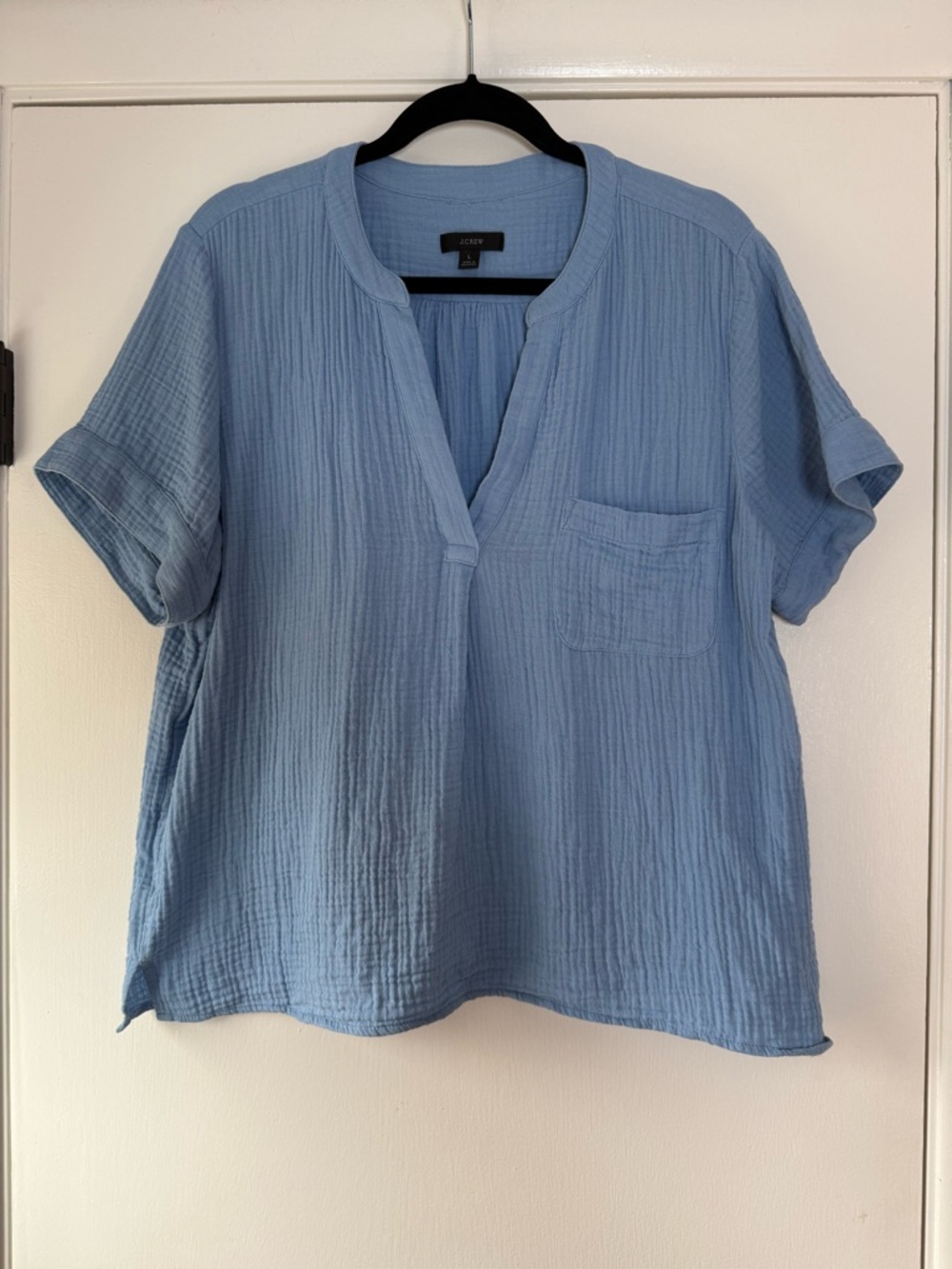 J. Crew Split Neck Boxy Gauze Top Airy Lightweight Summer Soft Girl Coastal Vibe